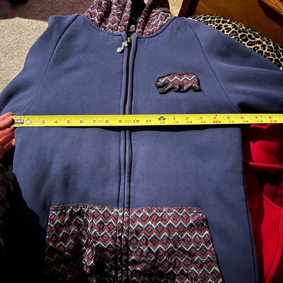 Grassroots California navy long hoodie jacket with hidden pocket - Picture 15 of 16